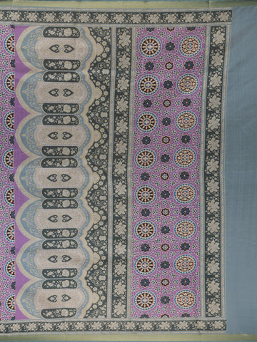 Lavender Floral Designed Semi Silk Saree - Diadem