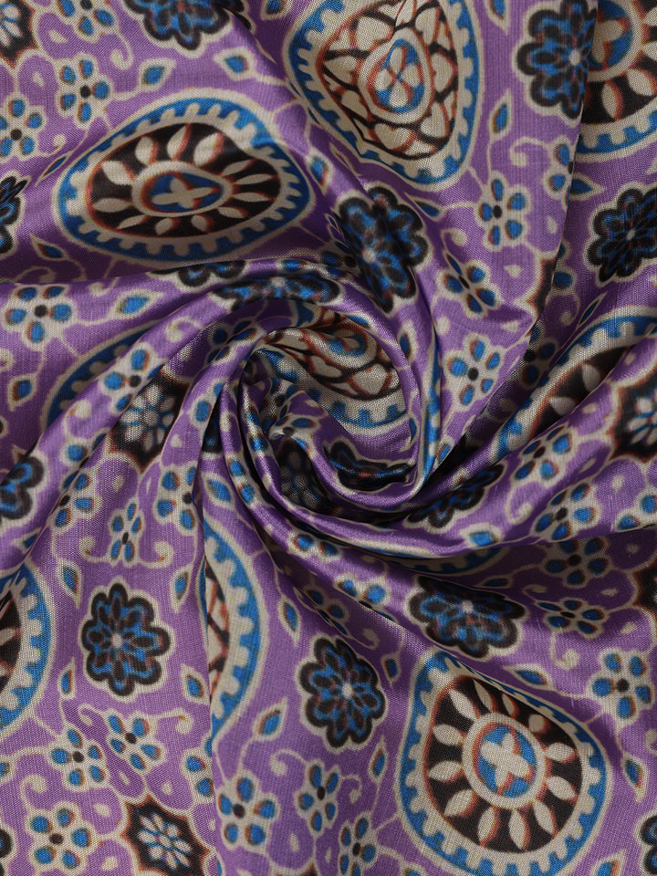 Lavender Floral Designed Semi Silk Saree - Diadem