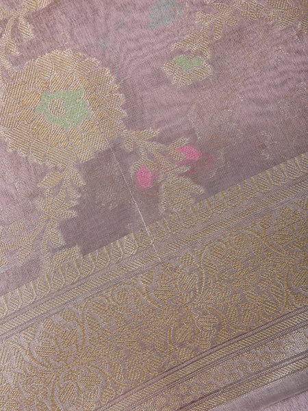 Lavender Floral Design Tissue Silk Saree - Diadem