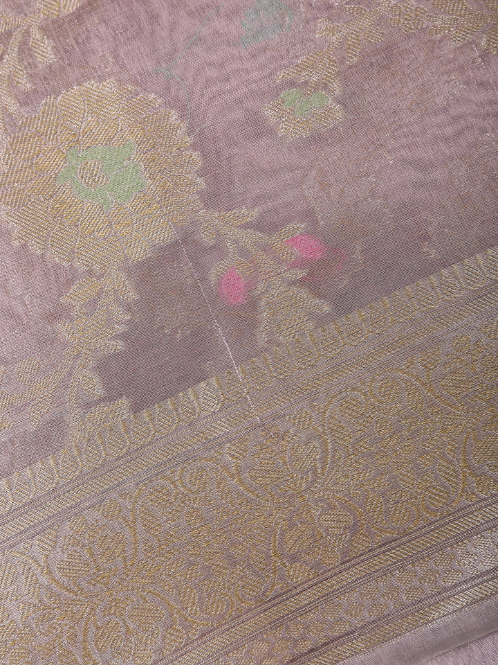 Lavender Floral Design Tissue Silk Saree - Diadem