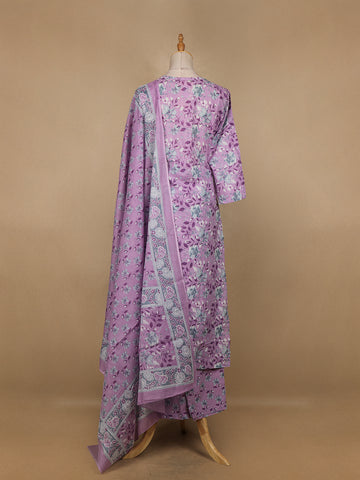 Lavender Floral Designed Cotton Salwar Suit - Diadem