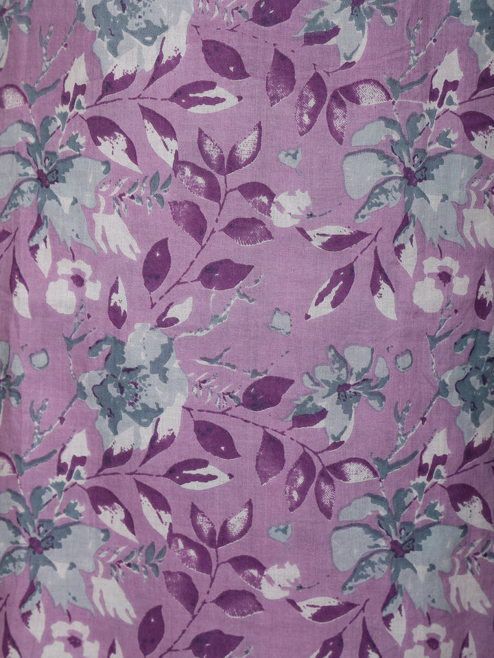 Lavender Floral Designed Cotton Salwar Suit - Diadem