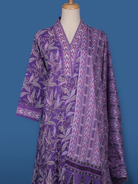 Lavender Floral Designed Cotton Straight Cut Salwar Suit - Diadem