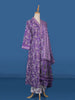 Lavender Floral Designed Cotton Straight Cut Salwar Suit - Diadem
