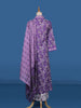 Lavender Floral Designed Cotton Straight Cut Salwar Suit - Diadem