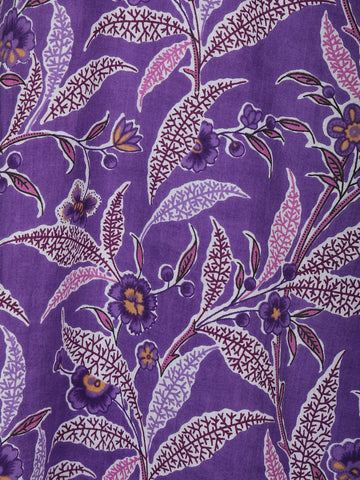 Lavender Floral Designed Cotton Straight Cut Salwar Suit - Diadem