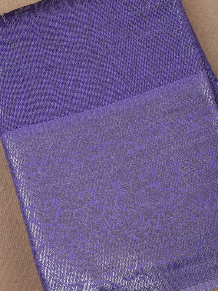 Lavender Floral Designed Fancy Art Silk Saree - Diadem