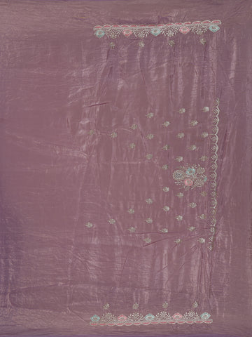 Lavender Floral Designed Organza Designer Saree - Diadem