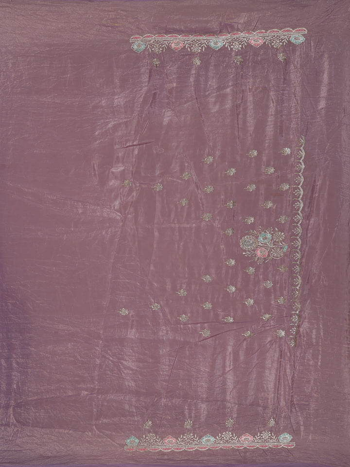 Lavender Floral Designed Organza Designer Saree - Diadem