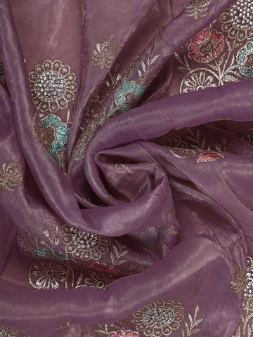 Lavender Floral Designed Organza Designer Saree - Diadem