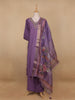 Lavender Floral Designed Semi Silk Salwar Suit - Diadem