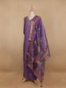 Lavender Floral Designed Semi Silk Salwar Suit - Diadem