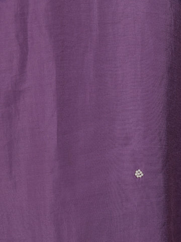Lavender Floral Designed Semi Silk Salwar Suit - Diadem