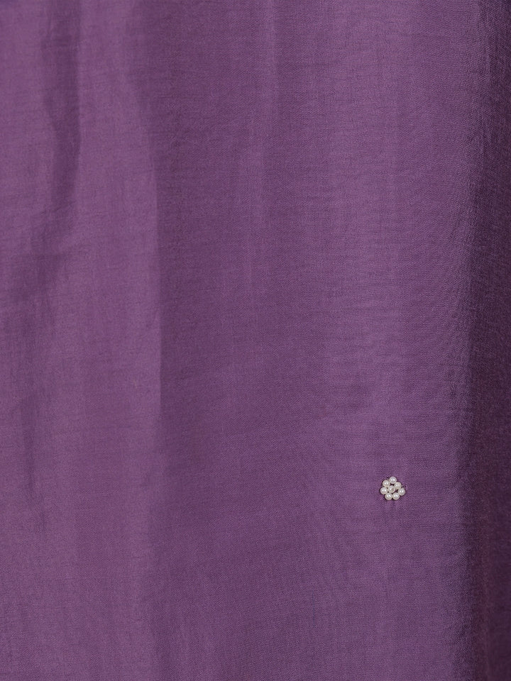 Lavender Floral Designed Semi Silk Salwar Suit - Diadem