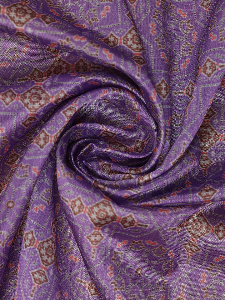 Lavender Floral Designed Semi Silk Saree - Diadem