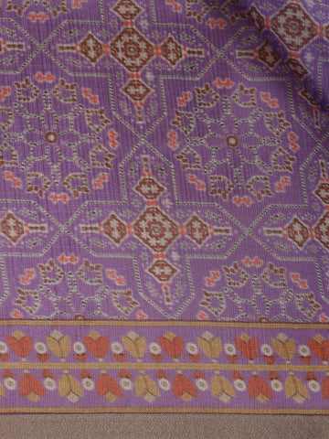 Lavender Floral Designed Semi Silk Saree - Diadem