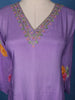 Lavender Floral Designed Semi Silk Straight Cut Salwar Suit - Diadem