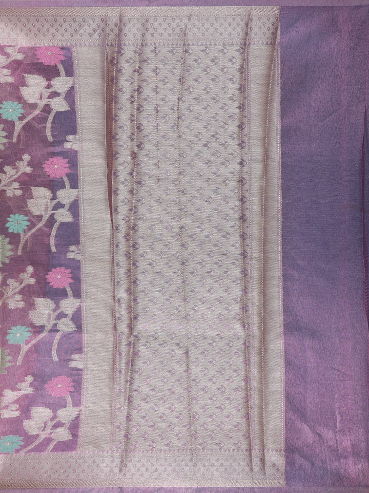 Lavender Floral Designed Semi Tissue Saree - Diadem