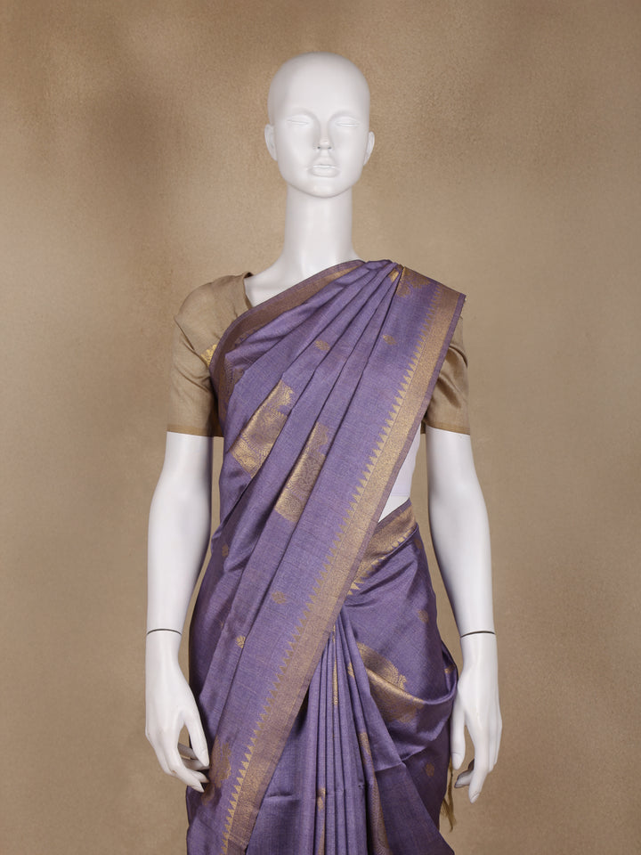 Lavender Floral Designed Semi Tussar Saree - Diadem