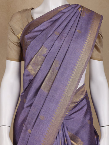 Lavender Floral Designed Semi Tussar Saree - Diadem