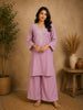 Lavender Floral Embroidered Cotton Co-ord Set