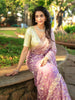 Lavender Floral Embroidered Organza Designer Saree - Diadem