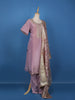 Lavender Floral Embroidery Tissue Silk Salwar Suit - Diadem