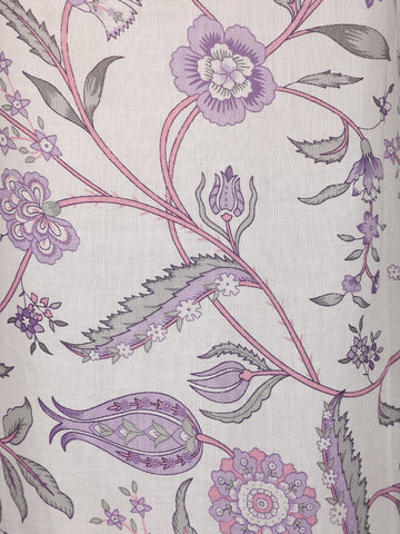 Lavender Floral Printed Cotton Salwar Suit Set - Diadem