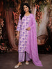 Lavender Floral Printed Cotton Salwar Suit with Dupatta