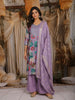 Lavender Floral Printed Cotton Salwar Suit with Embroidered Yoke and Dupatta