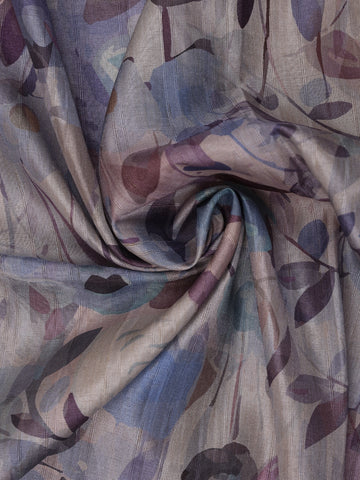 Lavender Floral Printed Tussar Silk Saree - Diadem