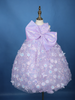 Lavender Floral Sequin Embellished Kids Net Gown with Statement Bow