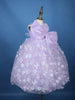 Lavender Floral Sequin Embellished Kids Net Gown with Statement Bow