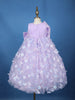 Lavender Floral Sequin Embellished Kids Net Gown with Statement Bow