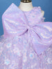 Lavender Floral Sequin Embellished Kids Net Gown with Statement Bow