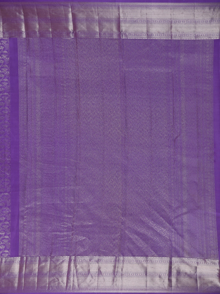Lavender Floral Woven Pure Kanchipuram Silk Saree - Diadem