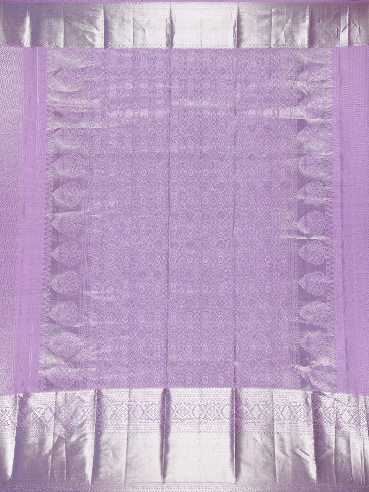 Lavender Floral Woven Pure Kanchipuram Silk Saree - Diadem