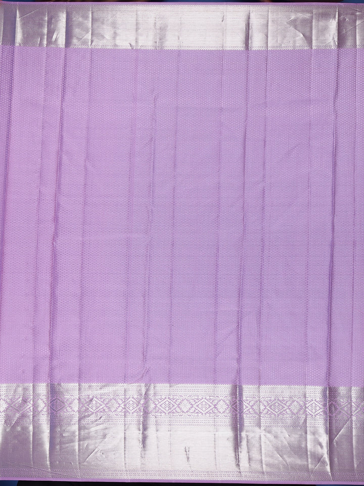 Lavender Floral Woven Pure Kanchipuram Silk Saree - Diadem