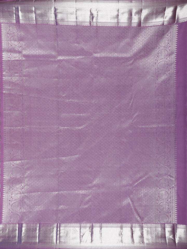 Lavender Floral Woven Pure Kanchipuram Silk Saree - Diadem