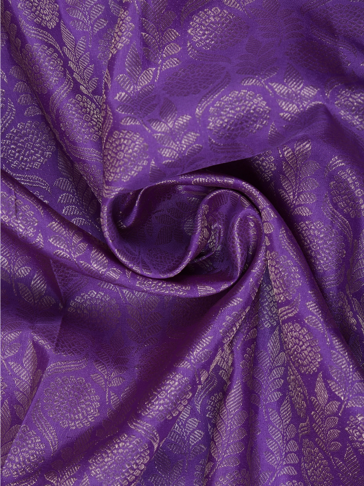 Lavender Floral Woven Pure Kanchipuram Silk Saree - Diadem