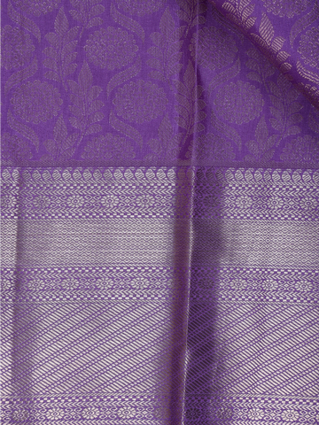 Lavender Floral Woven Pure Kanchipuram Silk Saree - Diadem