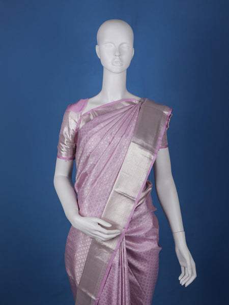 Lavender Floral Woven Pure Kanchipuram Silk Saree - Diadem