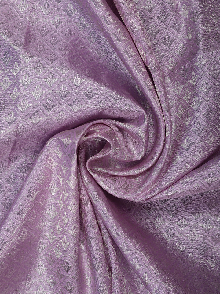 Lavender Floral Woven Pure Kanchipuram Silk Saree - Diadem