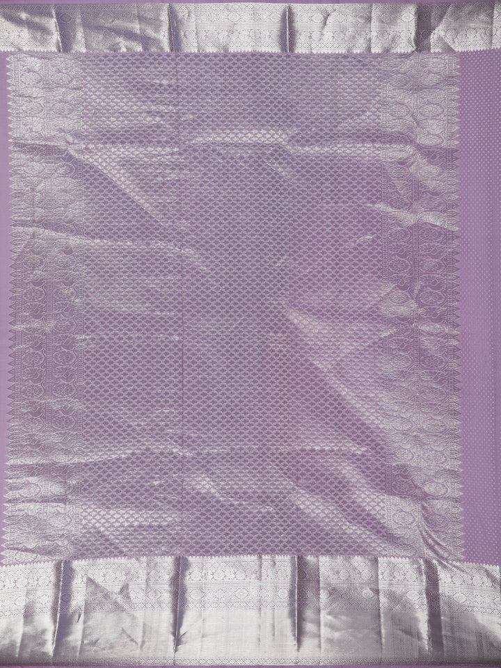 Lavender Floral Woven Pure Kanchipuram Silk Saree - Diadem