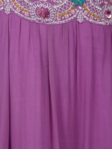 Lavender Georgette Floral Designed Bridesmaid Lehenga - Diadem