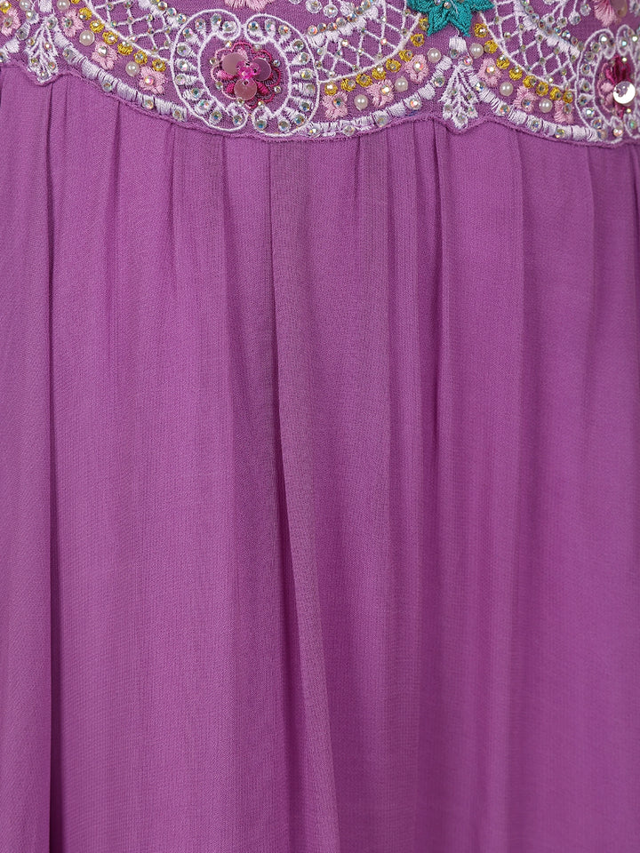 Lavender Georgette Floral Designed Bridesmaid Lehenga - Diadem