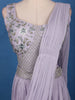 Lavender Grey Floral Embroidered Jacket Style Georgette Lehenga