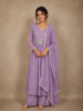 Lavender Mirror Work Embroidered Cotton Salwar Suit with Dupatta