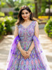 Lavender Net Mirror Worked Party Wear Gown