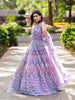 Lavender Net Mirror Worked Party Wear Gown